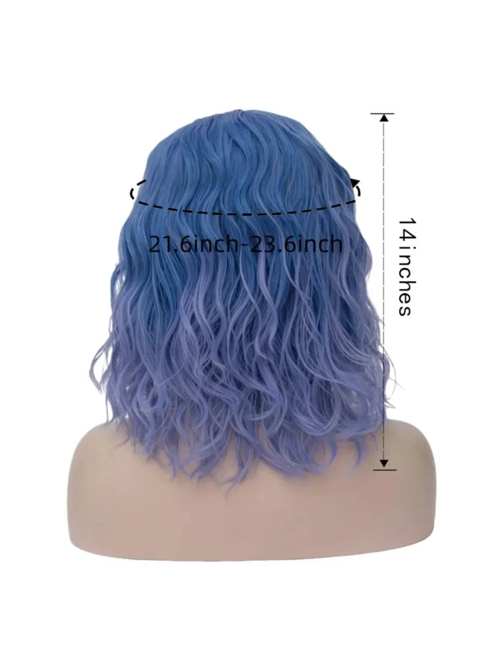 Womens Blue Periwinkle Wavy Curly Bob Wig Heat Resistant Cosplay Halloween Party